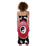 Yin Yang Chinese Zodiac Signs Print Slim Fit Midi Cami Dress