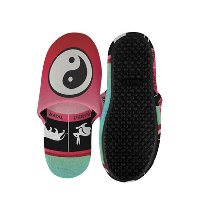 Yin Yang Chinese Zodiac Signs Print Slippers