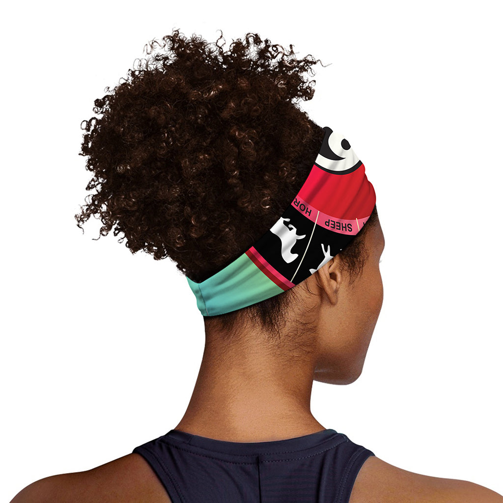 Yin Yang Chinese Zodiac Signs Print Sports Headband
