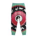 Yin Yang Chinese Zodiac Signs Print Sweatpants