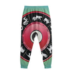 Yin Yang Chinese Zodiac Signs Print Sweatpants