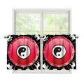 Yin Yang Chinese Zodiac Signs Print Tier Curtains