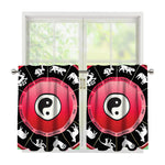 Yin Yang Chinese Zodiac Signs Print Tier Curtains