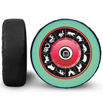 Yin Yang Chinese Zodiac Signs Print Tire Cover With Camera Hole
