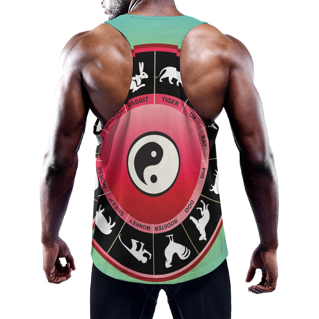 Yin Yang Chinese Zodiac Signs Print Training Tank Top