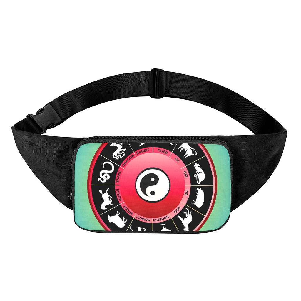Yin Yang Chinese Zodiac Signs Print Waist Bag