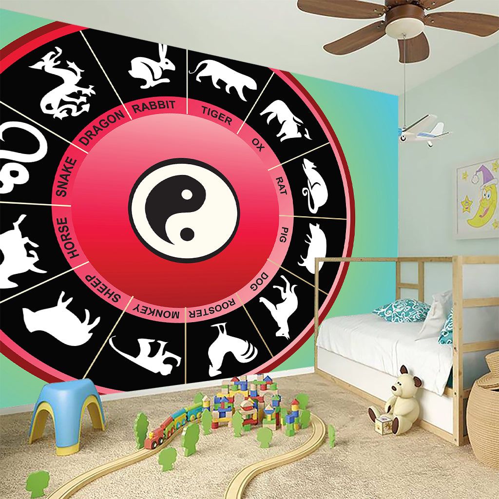 Yin Yang Chinese Zodiac Signs Print Wall Sticker