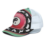 Yin Yang Chinese Zodiac Signs Print White Mesh Trucker Cap