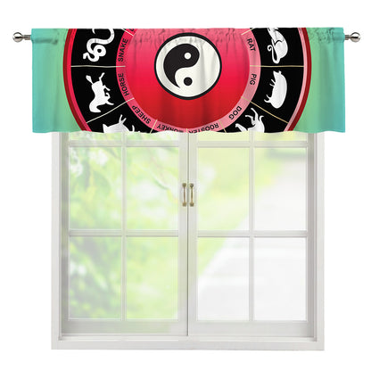 Yin Yang Chinese Zodiac Signs Print Window Valance