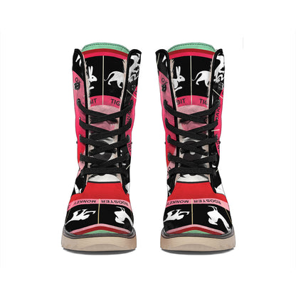 Yin Yang Chinese Zodiac Signs Print Winter Boots
