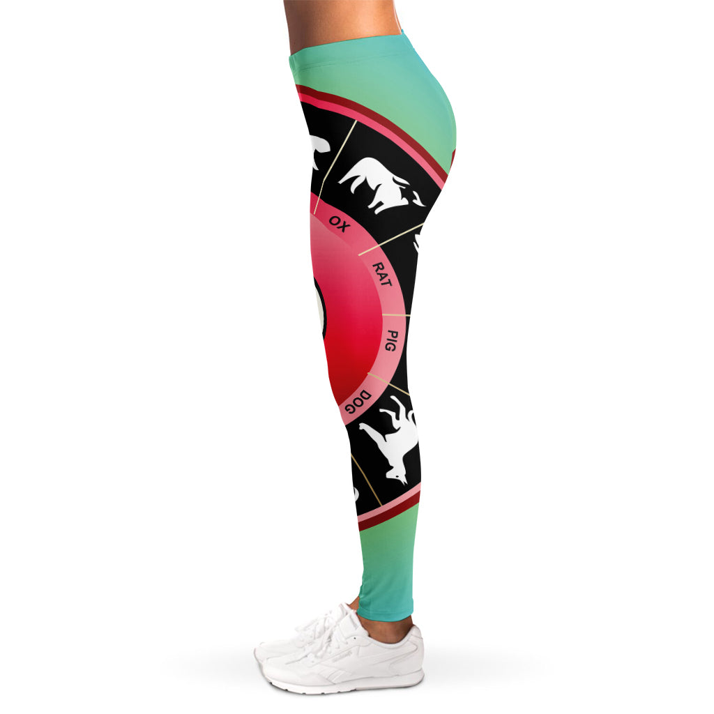 Yin Yang Chinese Zodiac Signs Print Women's Leggings
