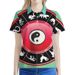 Yin Yang Chinese Zodiac Signs Print Women's Polo Shirt