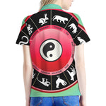 Yin Yang Chinese Zodiac Signs Print Women's Polo Shirt