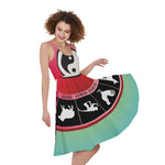 Yin Yang Chinese Zodiac Signs Print Women's Sleeveless Dress