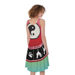 Yin Yang Chinese Zodiac Signs Print Women's Sleeveless Dress
