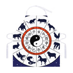 Yin Yang Chinese Zodiac Wheel Print Adjustable Apron