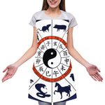 Yin Yang Chinese Zodiac Wheel Print Adjustable Apron
