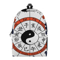 Yin Yang Chinese Zodiac Wheel Print School Backpack