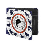 Yin Yang Chinese Zodiac Wheel Print Bifold Wallet