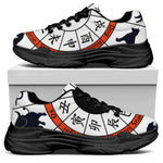 Yin Yang Chinese Zodiac Wheel Print Black Chunky Shoes