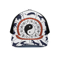 Yin Yang Chinese Zodiac Wheel Print Black Mesh Trucker Hat