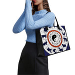 Yin Yang Chinese Zodiac Wheel Print Canvas Tote Bag