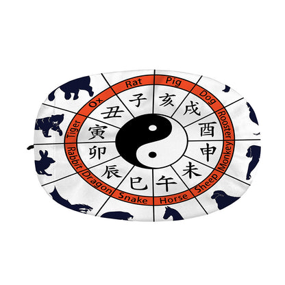 Yin Yang Chinese Zodiac Wheel Print Car Side Mirror Covers
