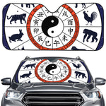 Yin Yang Chinese Zodiac Wheel Print Car Windshield Sun Shade