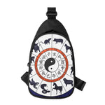 Yin Yang Chinese Zodiac Wheel Print Chest Bag