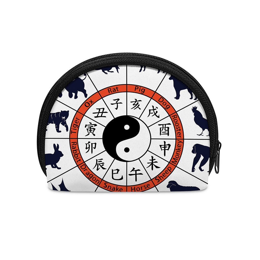 Yin Yang Chinese Zodiac Wheel Print Coin Purse