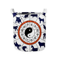 Yin Yang Chinese Zodiac Wheel Print Collapsible Laundry Basket
