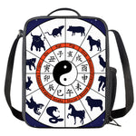 Yin Yang Chinese Zodiac Wheel Print Crossbody Lunch Bag