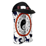 Yin Yang Chinese Zodiac Wheel Print Double Neoprene Wine Tote