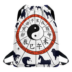 Yin Yang Chinese Zodiac Wheel Print Drawstring Backpack