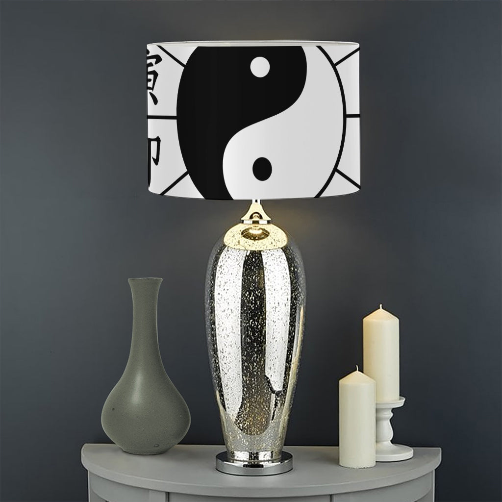 Yin Yang Chinese Zodiac Wheel Print Drum Lamp Shade