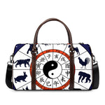 Yin Yang Chinese Zodiac Wheel Print Duffle Bag