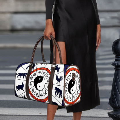 Yin Yang Chinese Zodiac Wheel Print Duffle Bag