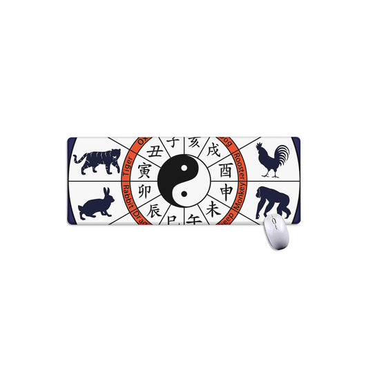 Yin Yang Chinese Zodiac Wheel Print Extended Mouse Pad