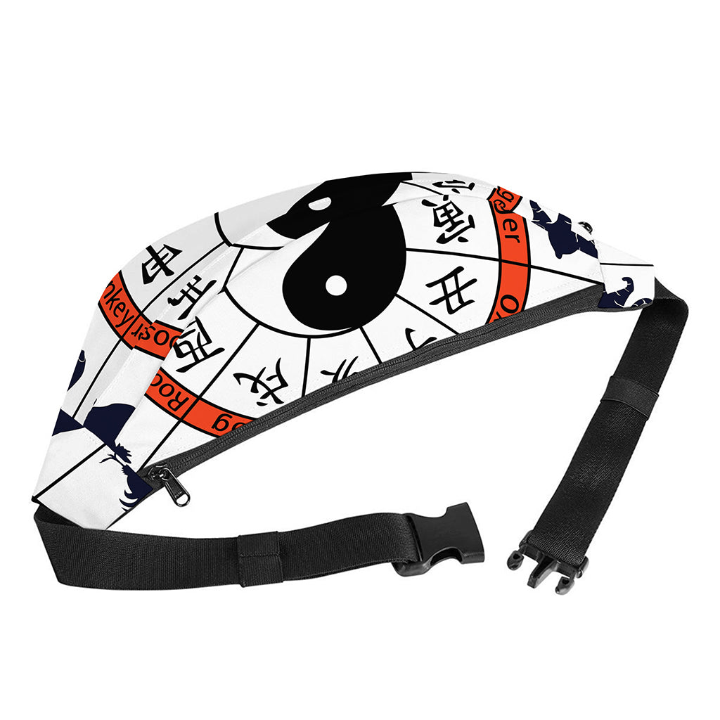 Yin Yang Chinese Zodiac Wheel Print Fanny Pack
