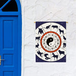 Yin Yang Chinese Zodiac Wheel Print Garden Flag