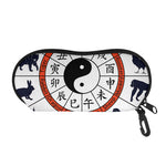 Yin Yang Chinese Zodiac Wheel Print Glasses Case