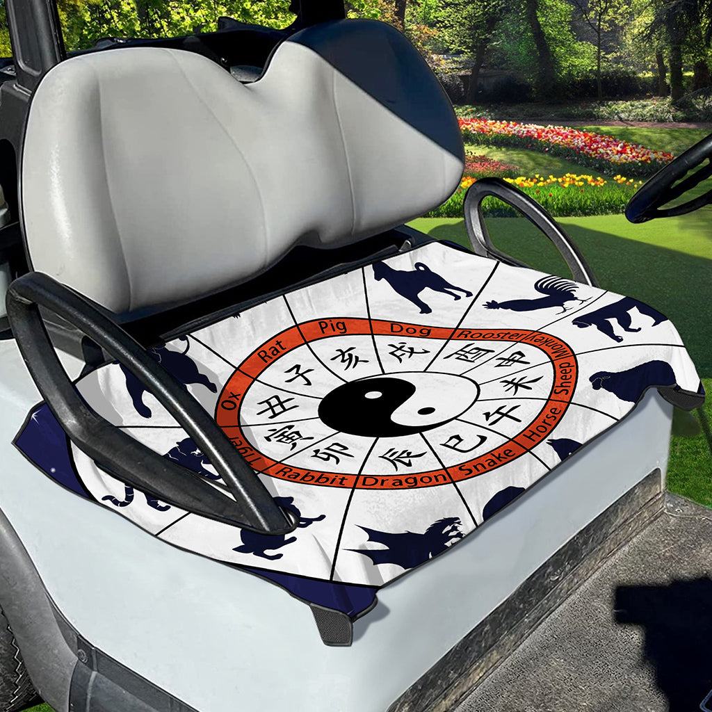 Yin Yang Chinese Zodiac Wheel Print Golf Cart Seat Cover