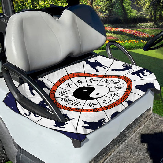 Yin Yang Chinese Zodiac Wheel Print Golf Cart Seat Cover