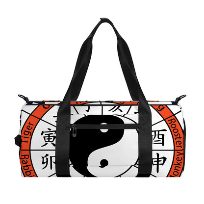Yin Yang Chinese Zodiac Wheel Print Gym Bag