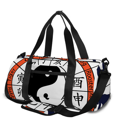 Yin Yang Chinese Zodiac Wheel Print Gym Bag