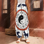 Yin Yang Chinese Zodiac Wheel Print Harem Pants