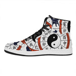Yin Yang Chinese Zodiac Wheel Print High Top Leather Sneakers