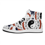 Yin Yang Chinese Zodiac Wheel Print High Top Leather Sneakers