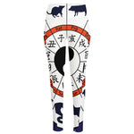Yin Yang Chinese Zodiac Wheel Print High-Waisted Pocket Leggings