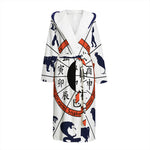 Yin Yang Chinese Zodiac Wheel Print Hooded Bathrobe